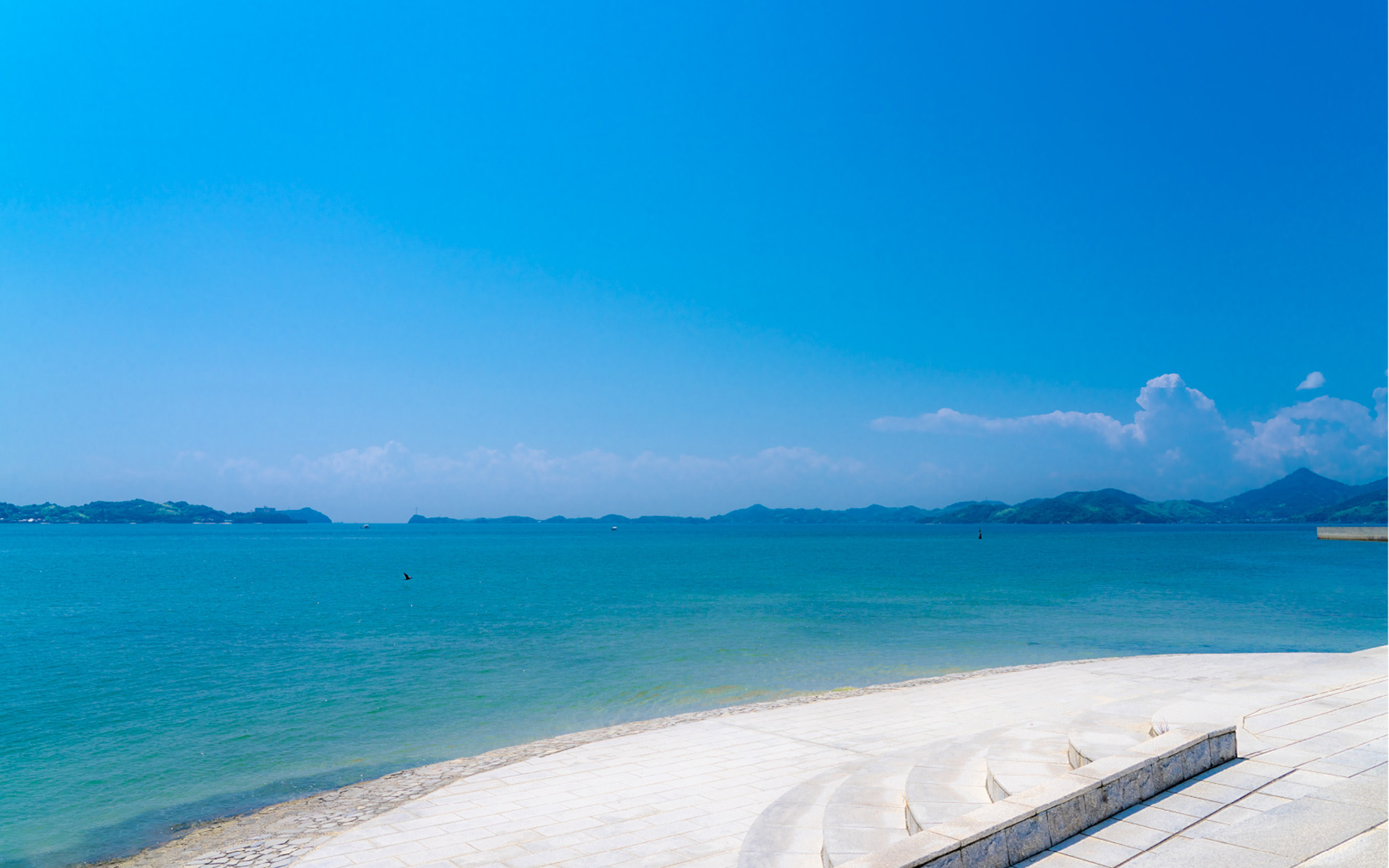 Sea in front of Glamp Dome Setouchi Shimanami